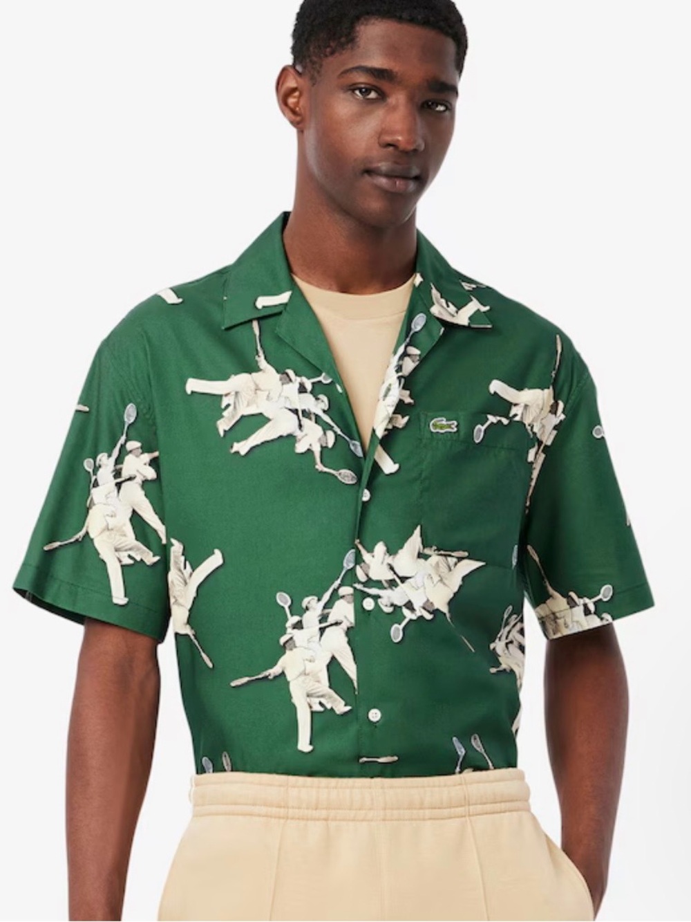 New Lacoste Relaxed Fit Rene Retro Tennis Camp Shirt Size Medium Organic Cotton